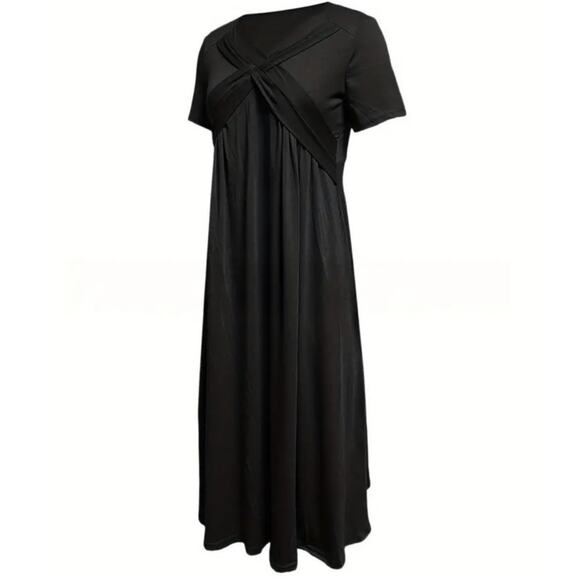 NWT ~ Women's Black Criss Cross Plus Size Midi Dress with Pockets ~ Size 7XL - Picture 3 of 5